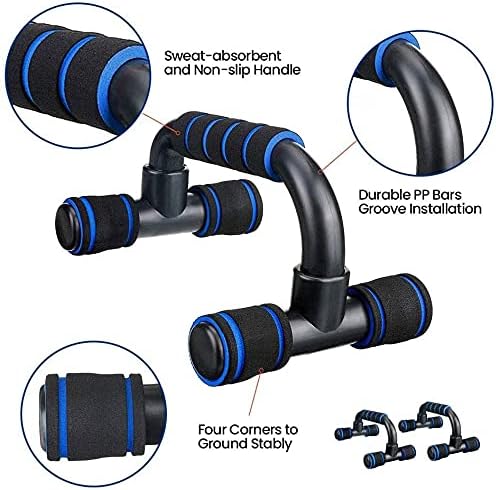 7-IN-1 Ab Roller Wheel Set With, 2 Push-Up Bars, Resistance Band, Skipping Rope, Hand Grip and Knee Pad, Fitness Workout at Home Gym, Multi-Functional Sports Equipment Father'S Day Gifts