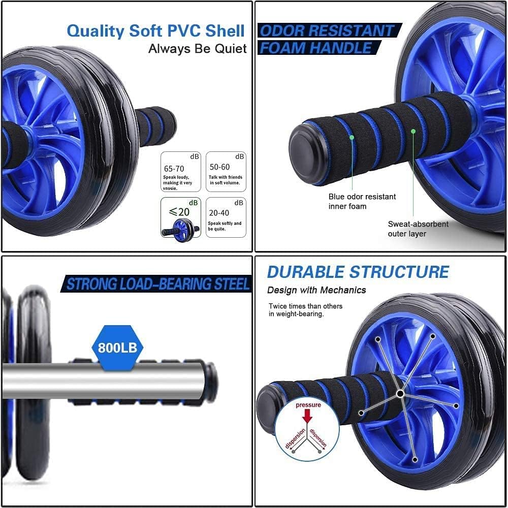 7-IN-1 Ab Roller Wheel Set With, 2 Push-Up Bars, Resistance Band, Skipping Rope, Hand Grip and Knee Pad, Fitness Workout at Home Gym, Multi-Functional Sports Equipment Father'S Day Gifts